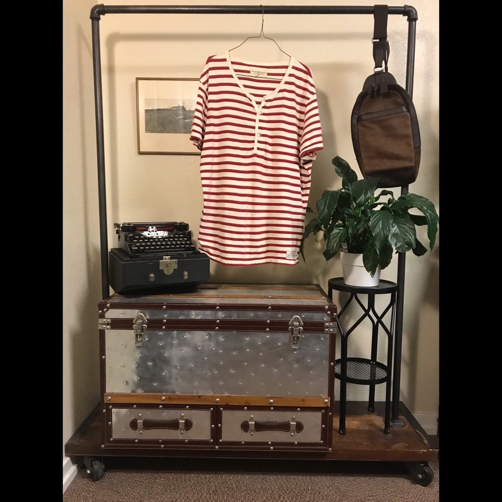 Red and Off White Shirt
